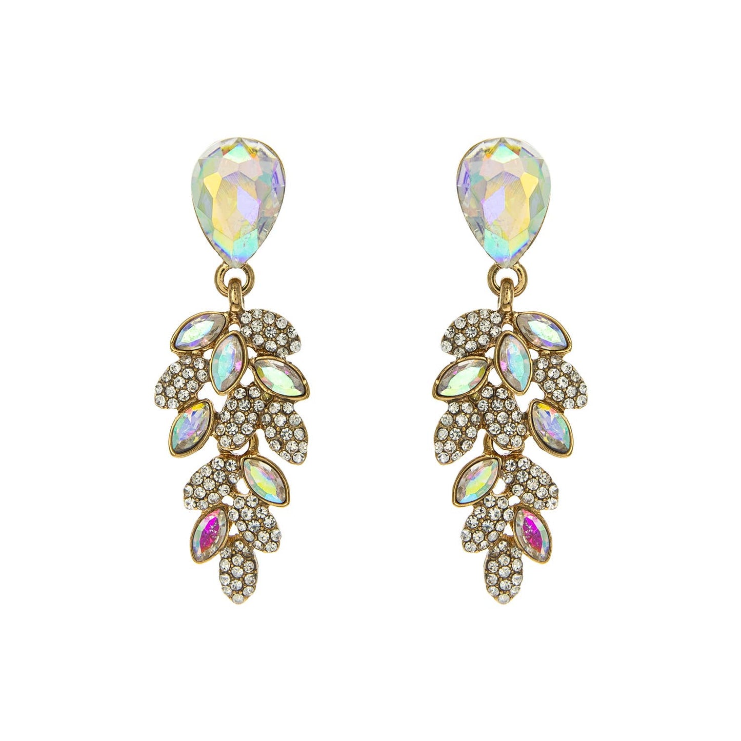 Teardrop Post Multi Rhinestone & Pave Drop Dangle Earrings