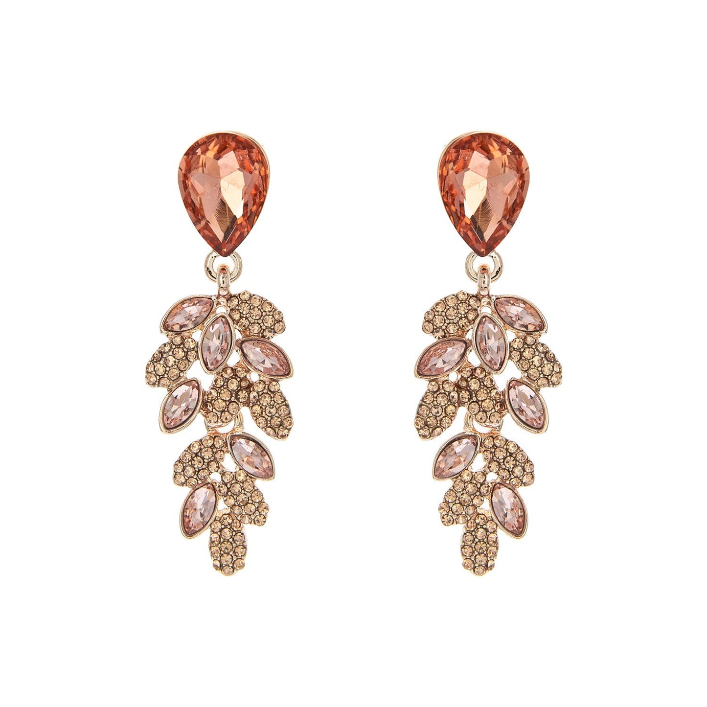 Teardrop Post Multi Rhinestone & Pave Drop Dangle Earrings
