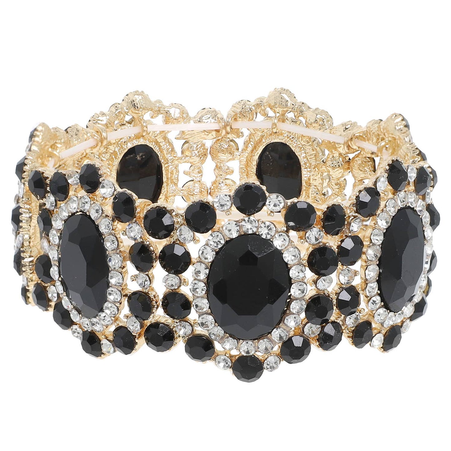 Baroque Crystal Gemstone Cluster Stretch Bracelet