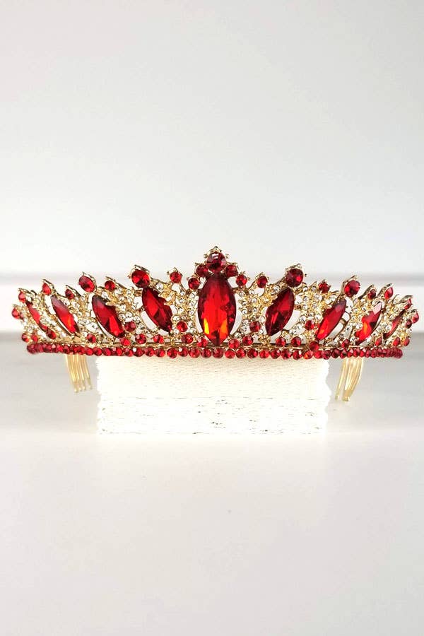 One Size Fits All Metal Tiara With Jewels HT882-