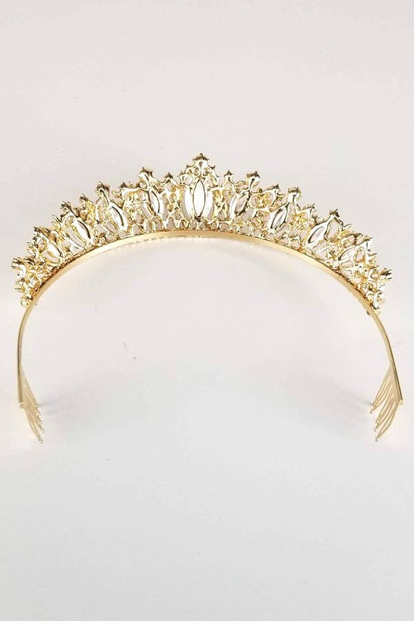 One Size Fits All Metal Tiara With Jewels HT882-