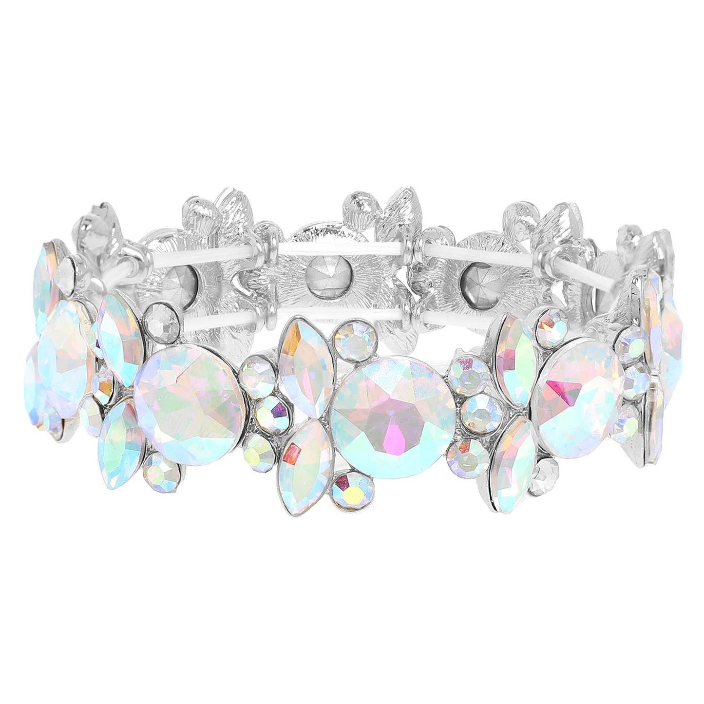 Baroque Crystal Gemstone Cluster Stretch Bracelet