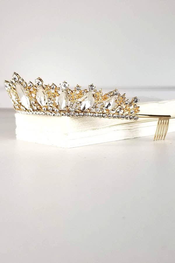 One Size Fits All Metal Tiara With Jewels HT882-