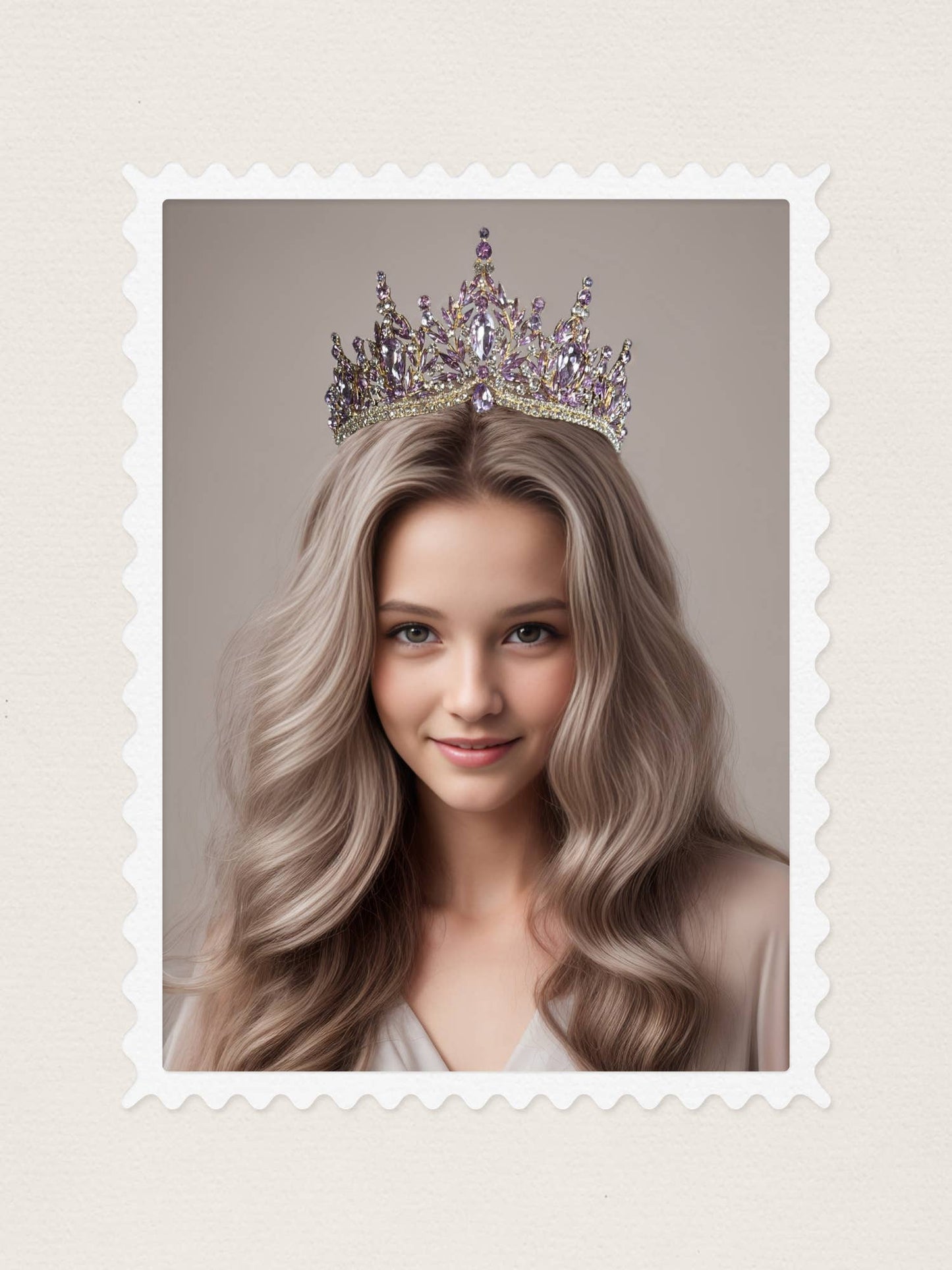 Purple tiara, Lavender crown, Victorian tiara, Crystal crown