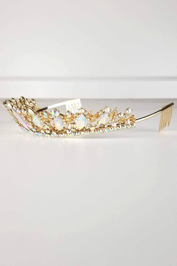 One Size Fits All Metal Tiara With Jewels HT882-
