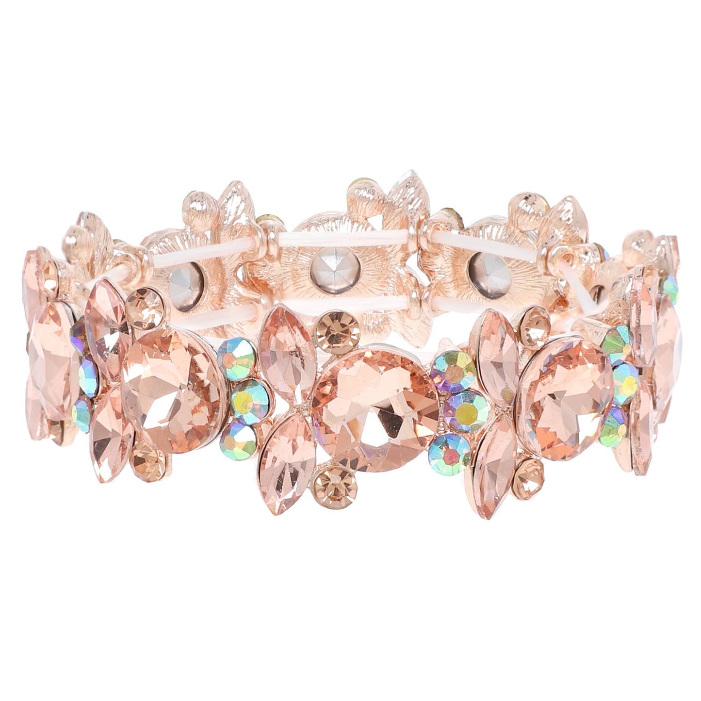 Baroque Crystal Gemstone Cluster Stretch Bracelet