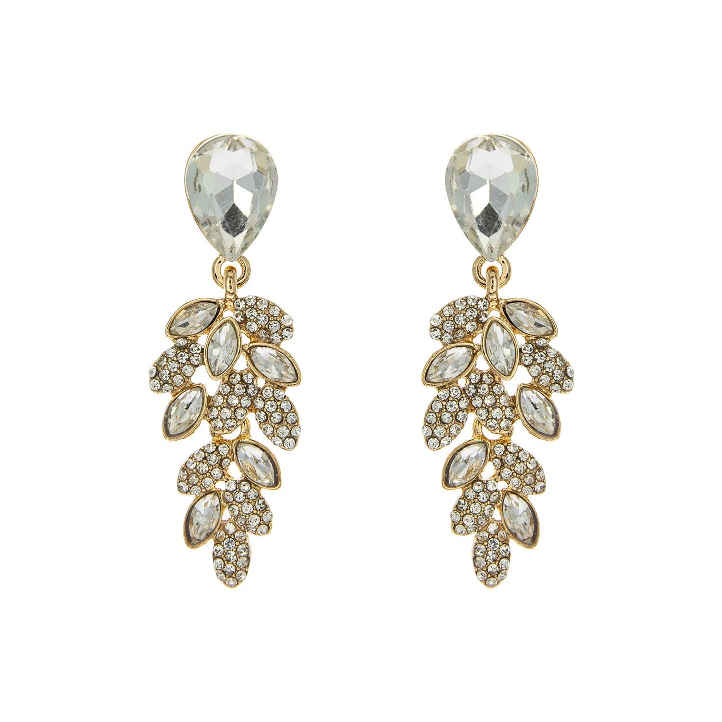Teardrop Post Multi Rhinestone & Pave Drop Dangle Earrings