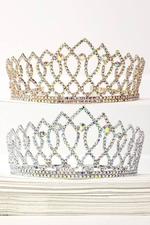 One Size Fits All Metal Tiara With Jewels JT202-