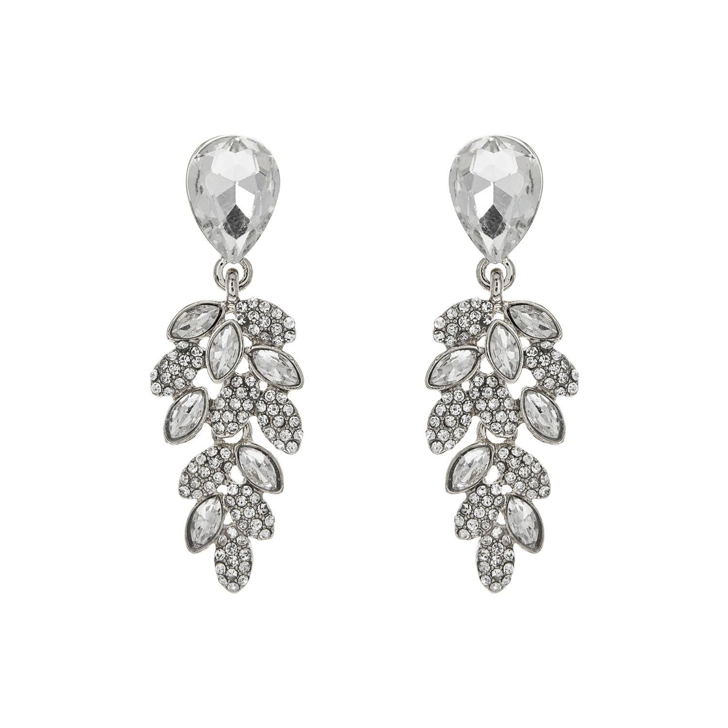 Teardrop Post Multi Rhinestone & Pave Drop Dangle Earrings