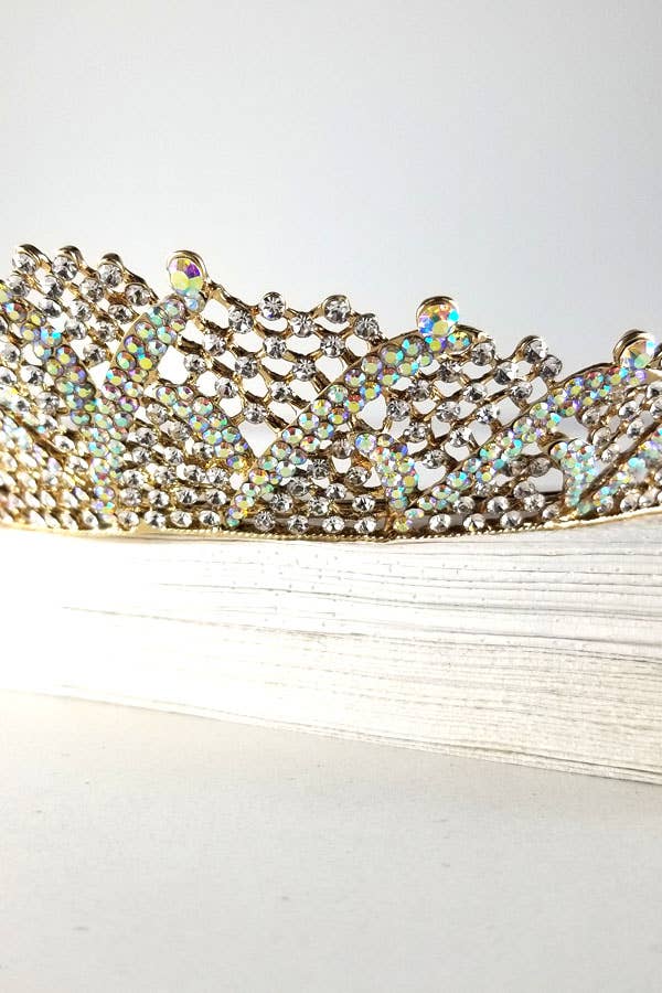One Size Fits All Metal Tiara With Jewels HT883-