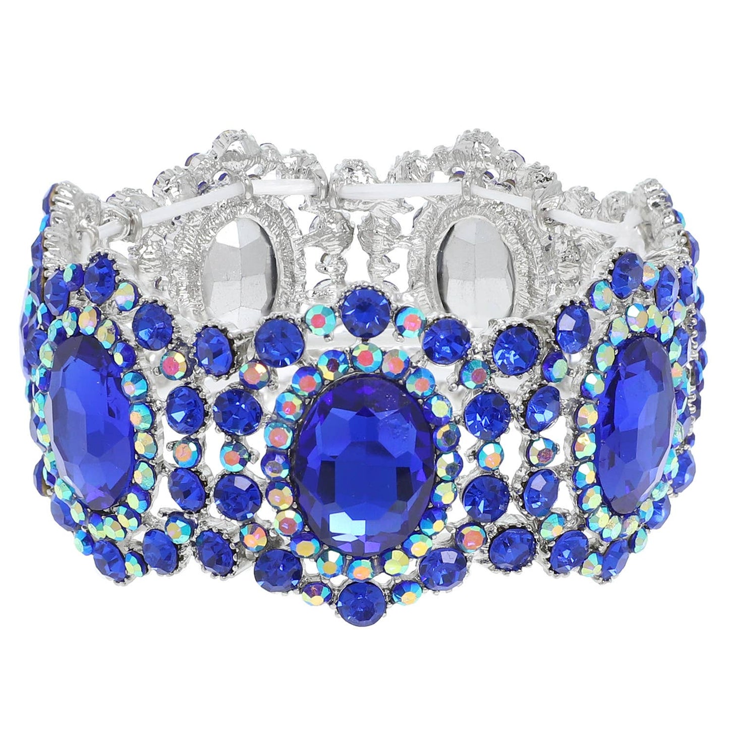 Baroque Crystal Gemstone Cluster Stretch Bracelet