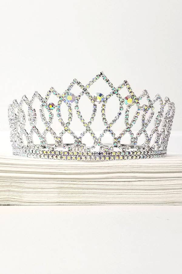One Size Fits All Metal Tiara With Jewels JT202-
