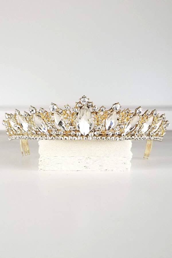 One Size Fits All Metal Tiara With Jewels HT882-