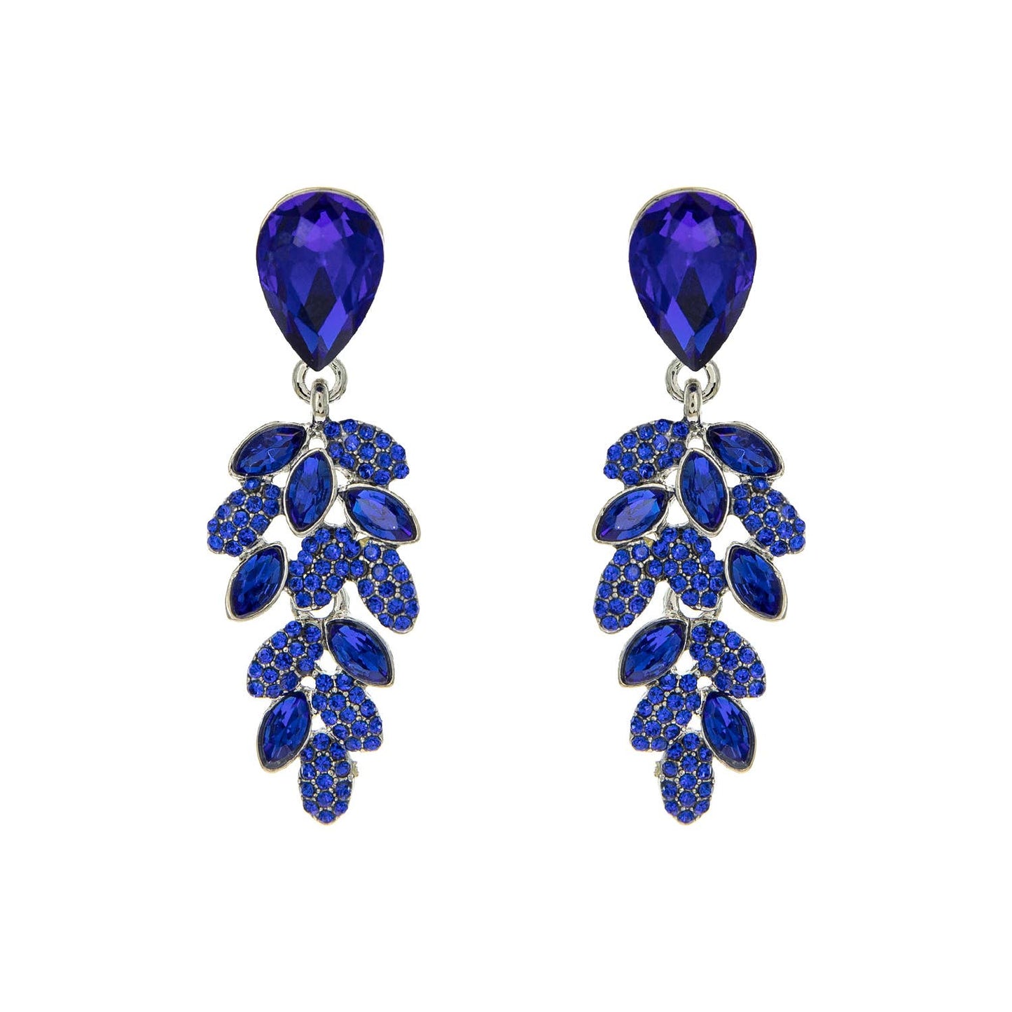 Teardrop Post Multi Rhinestone & Pave Drop Dangle Earrings