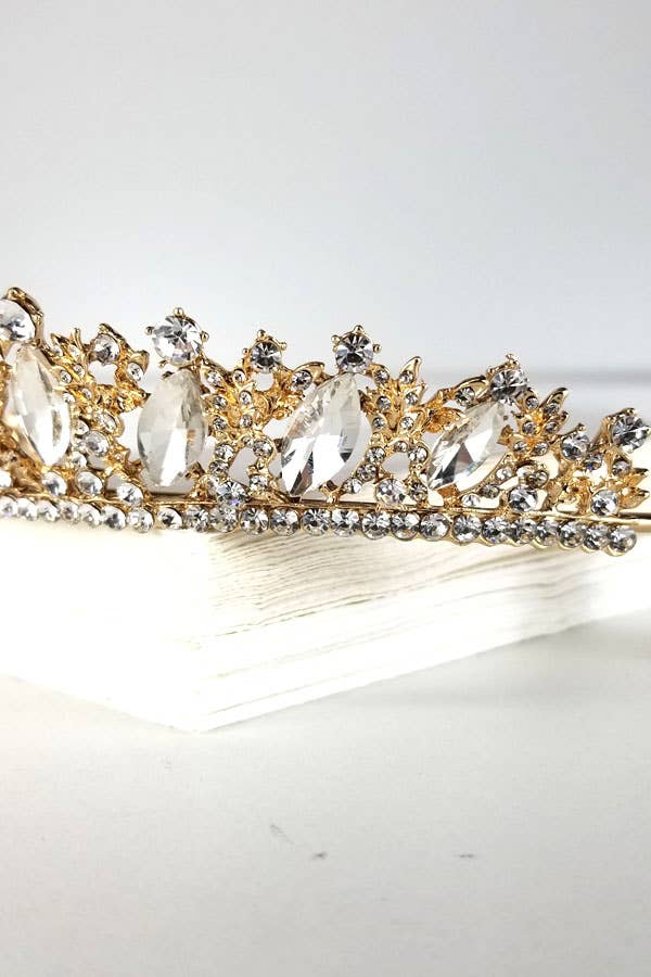 One Size Fits All Metal Tiara With Jewels HT882-