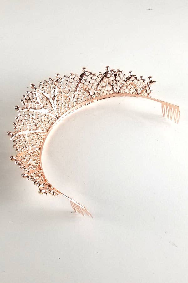 One Size Fits All Metal Tiara With Jewels HT883-
