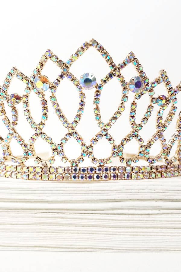One Size Fits All Metal Tiara With Jewels JT202-
