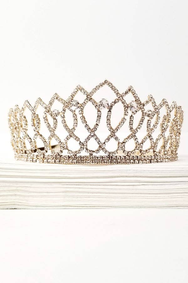 One Size Fits All Metal Tiara With Jewels JT202-