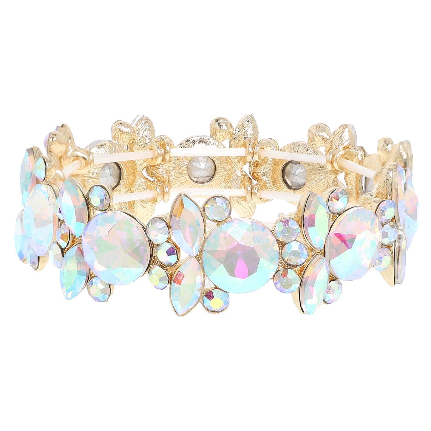 Baroque Crystal Gemstone Cluster Stretch Bracelet
