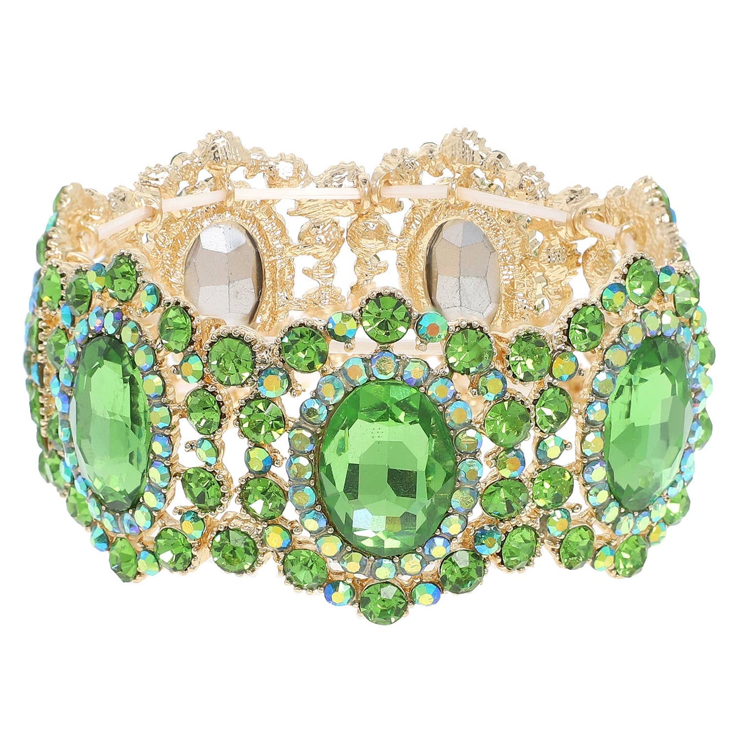 Baroque Crystal Gemstone Cluster Stretch Bracelet