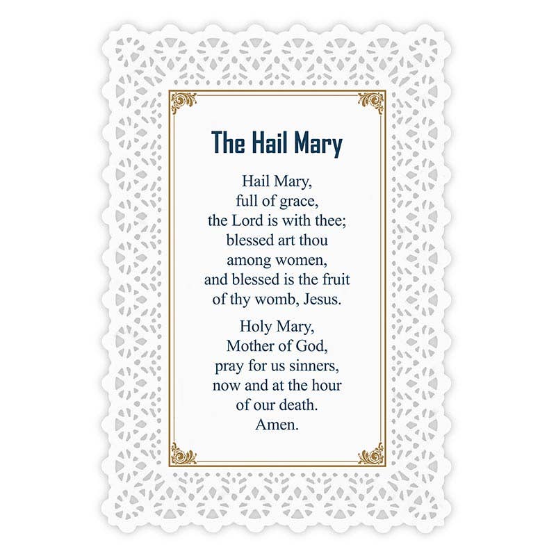 Lace Holy Card - Our Lady of Grace/Hail Mary