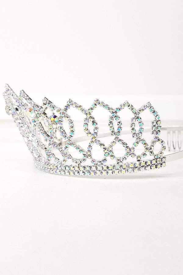 One Size Fits All Metal Tiara With Jewels JT202-