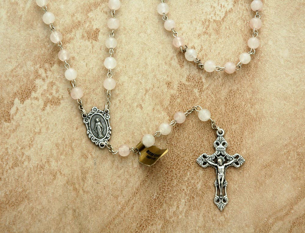 DR1247RQ- Italian Rosary Rose Quartz