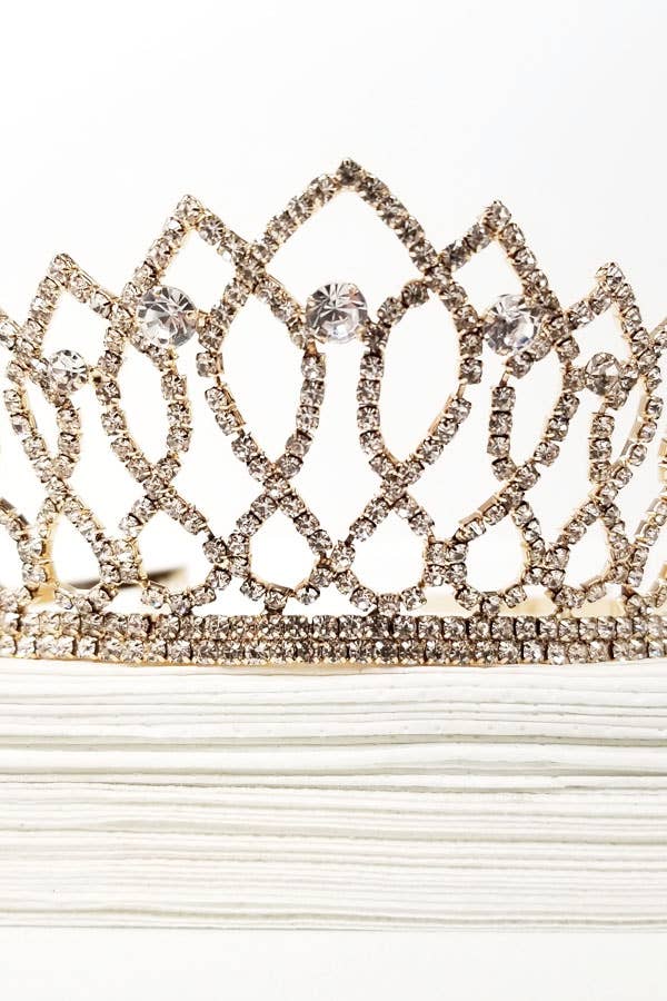 One Size Fits All Metal Tiara With Jewels JT202-