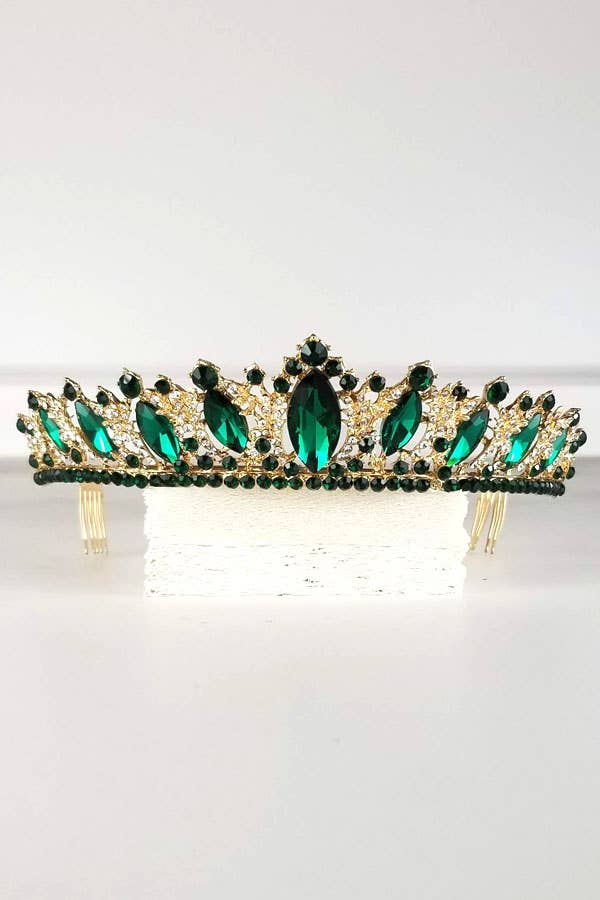 One Size Fits All Metal Tiara With Jewels HT882-