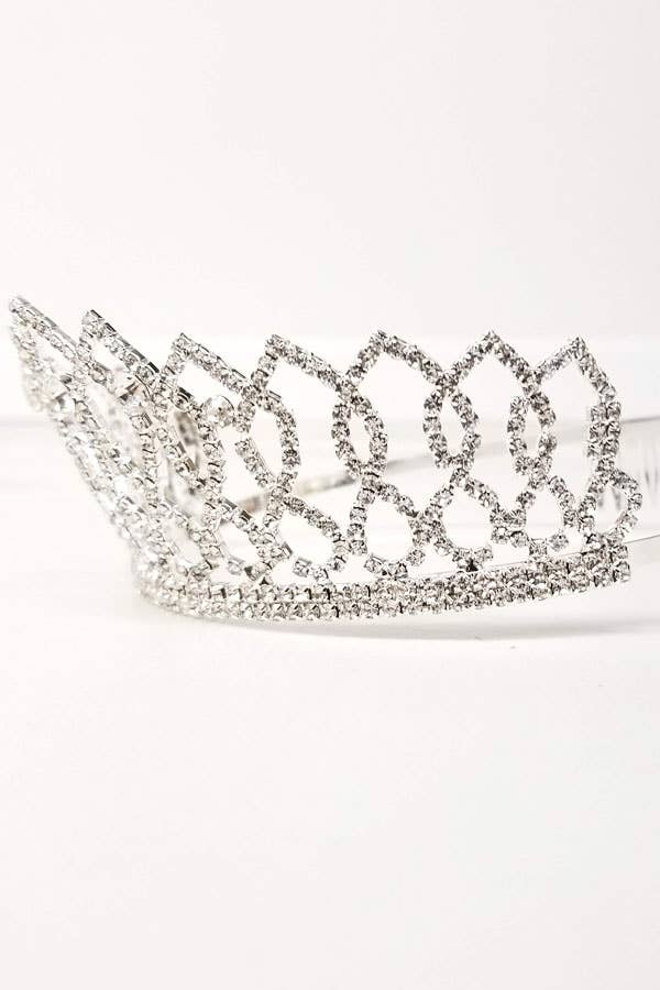 One Size Fits All Metal Tiara With Jewels JT202-