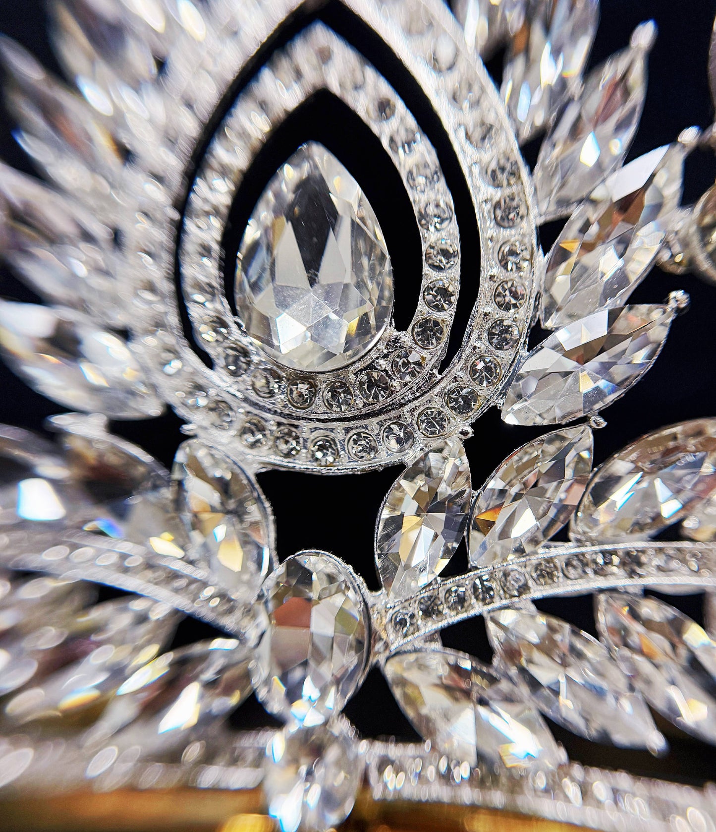 Rhinestone Crown, Vintage Crystal Crown, Large Silver Crown