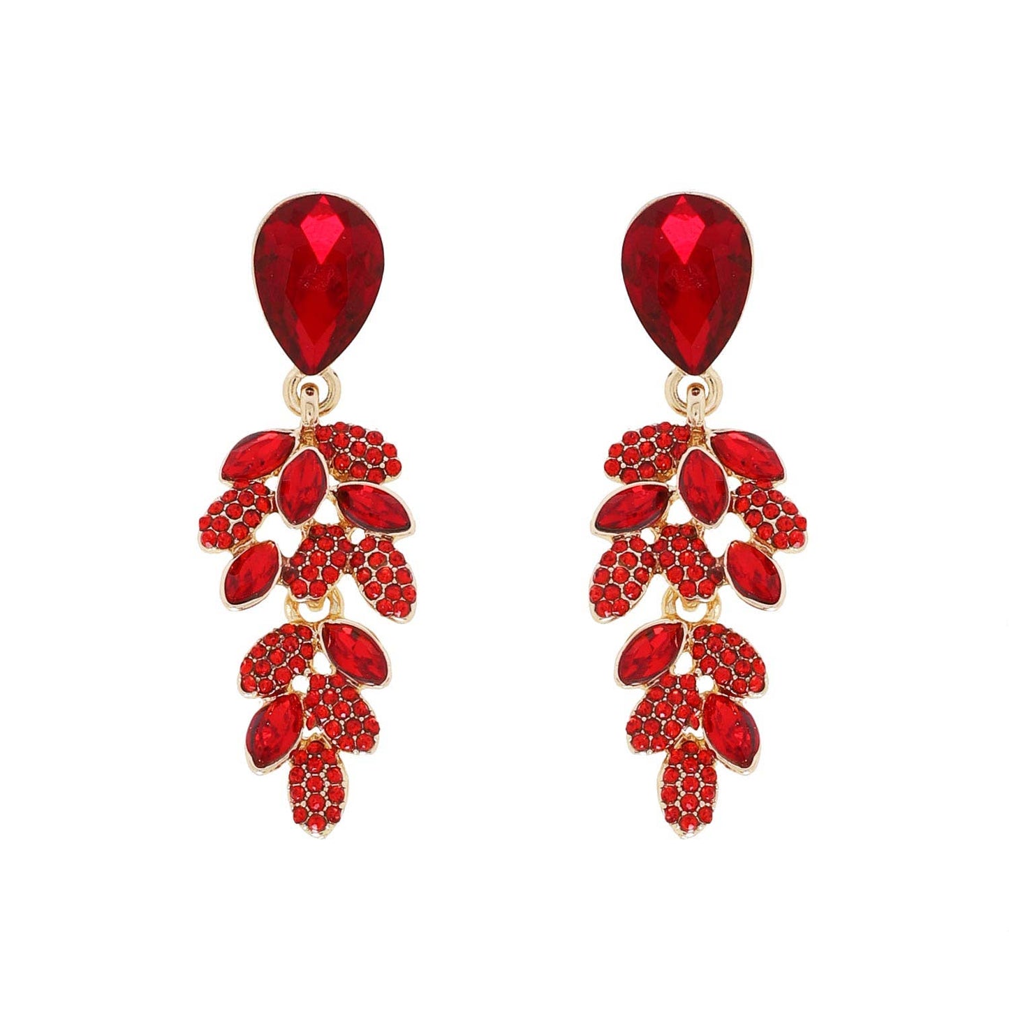 Teardrop Post Multi Rhinestone & Pave Drop Dangle Earrings