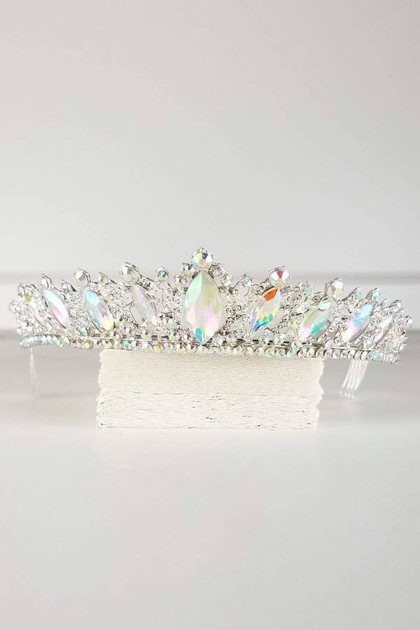 One Size Fits All Metal Tiara With Jewels HT882-
