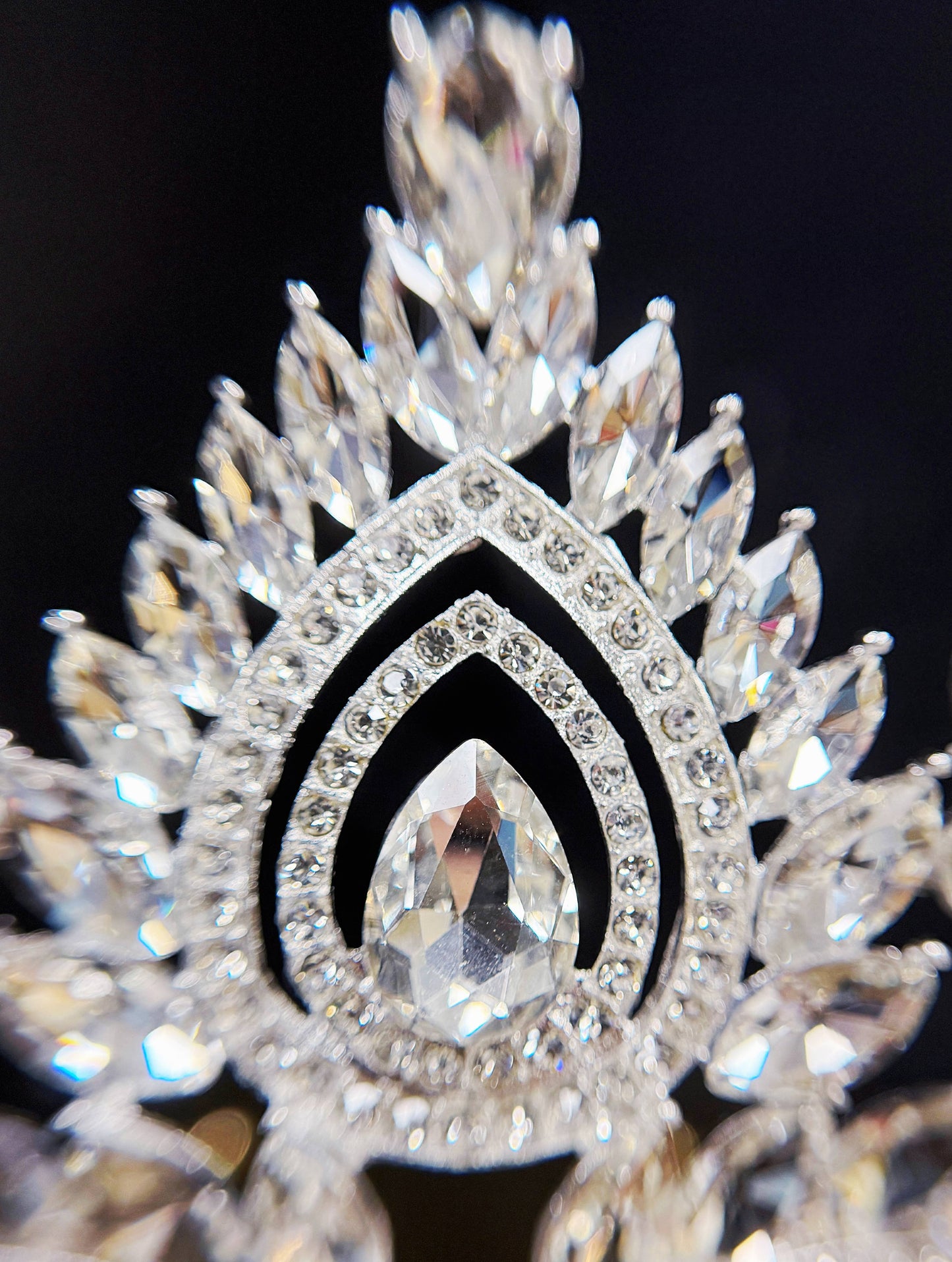 Rhinestone Crown, Vintage Crystal Crown, Large Silver Crown