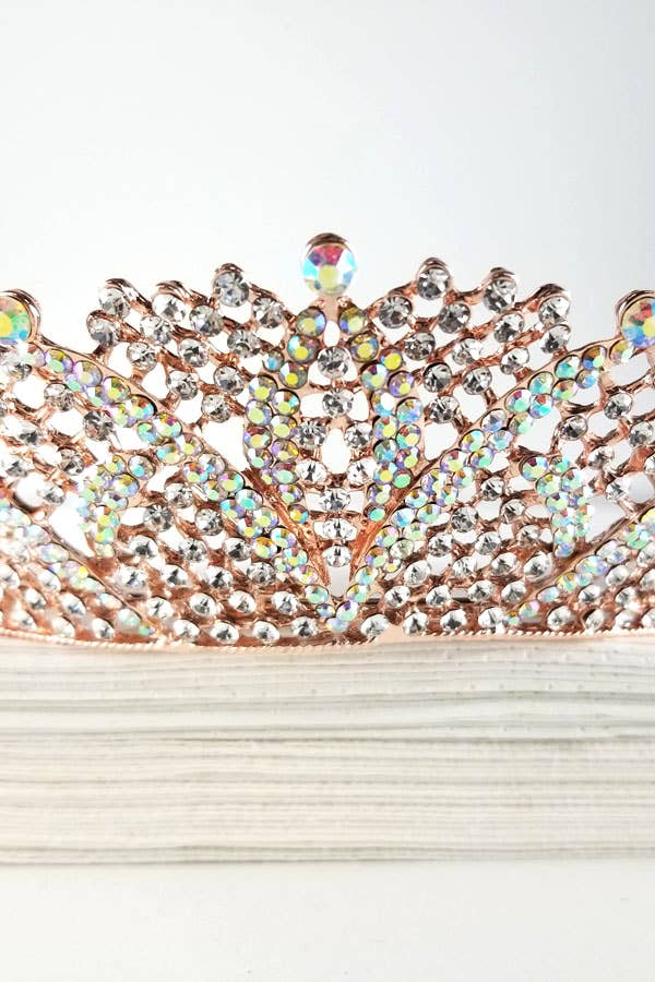 One Size Fits All Metal Tiara With Jewels HT883-