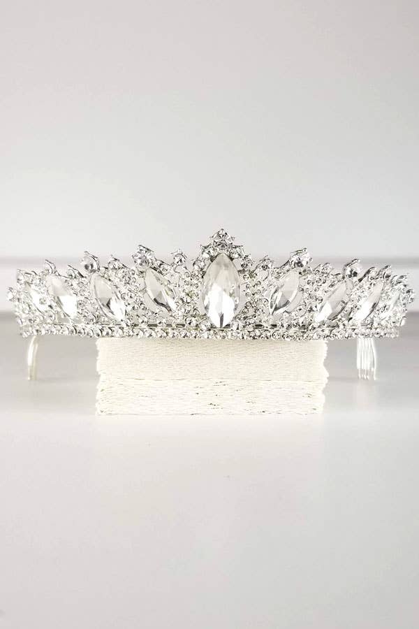 One Size Fits All Metal Tiara With Jewels HT882-