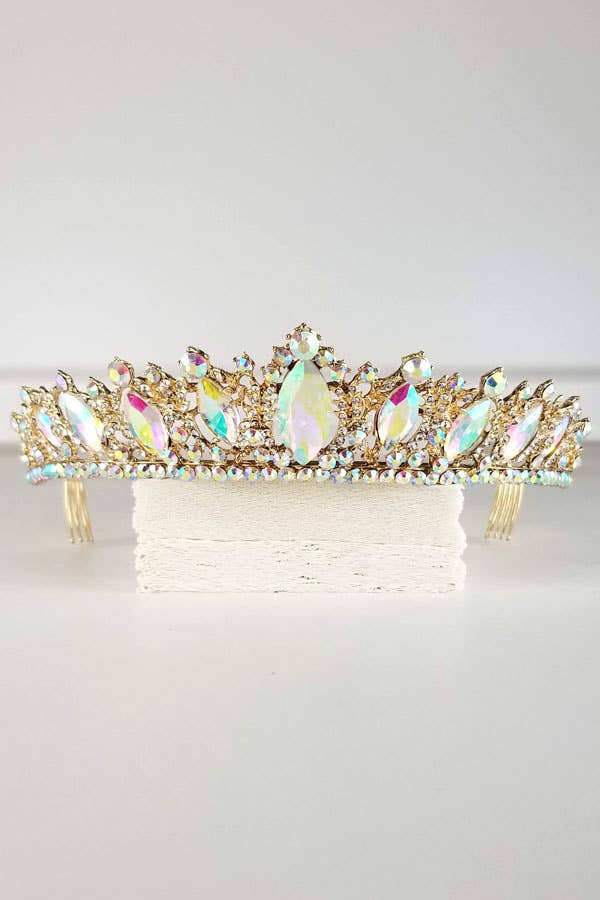 One Size Fits All Metal Tiara With Jewels HT882-