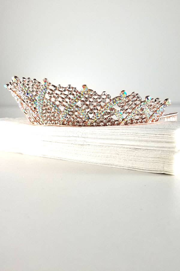 One Size Fits All Metal Tiara With Jewels HT883-