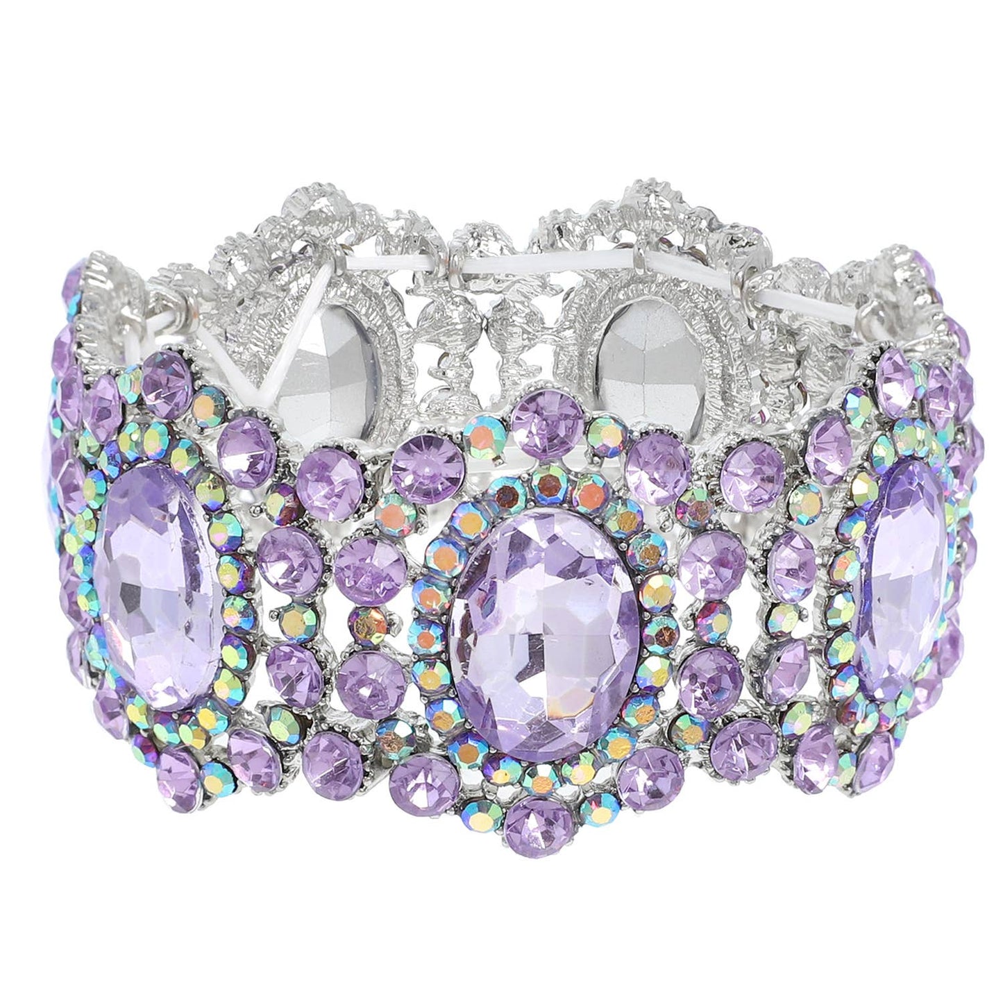 Baroque Crystal Gemstone Cluster Stretch Bracelet