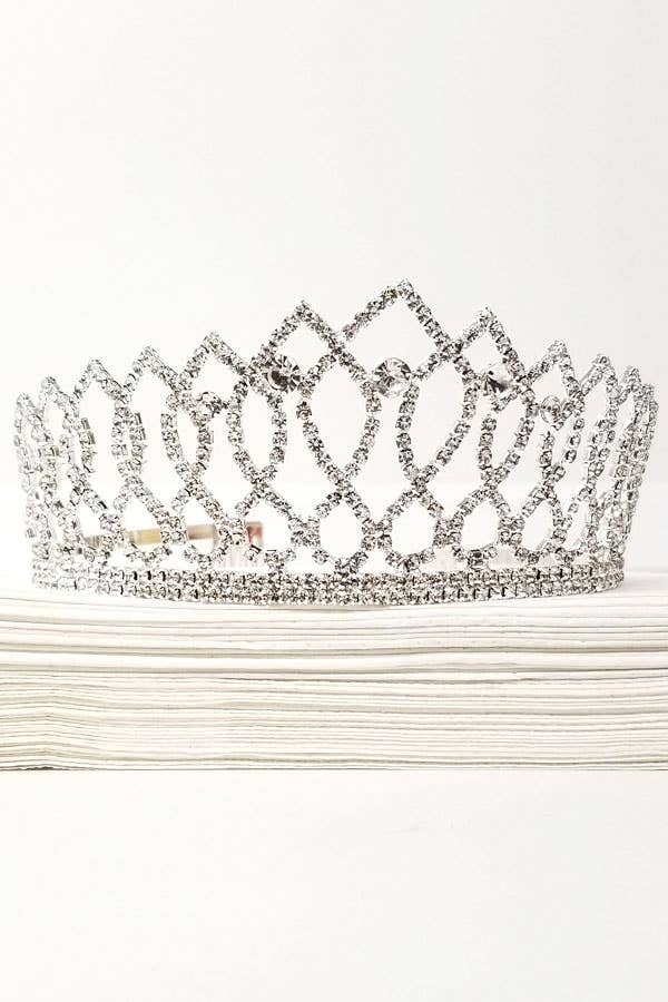 One Size Fits All Metal Tiara With Jewels JT202-