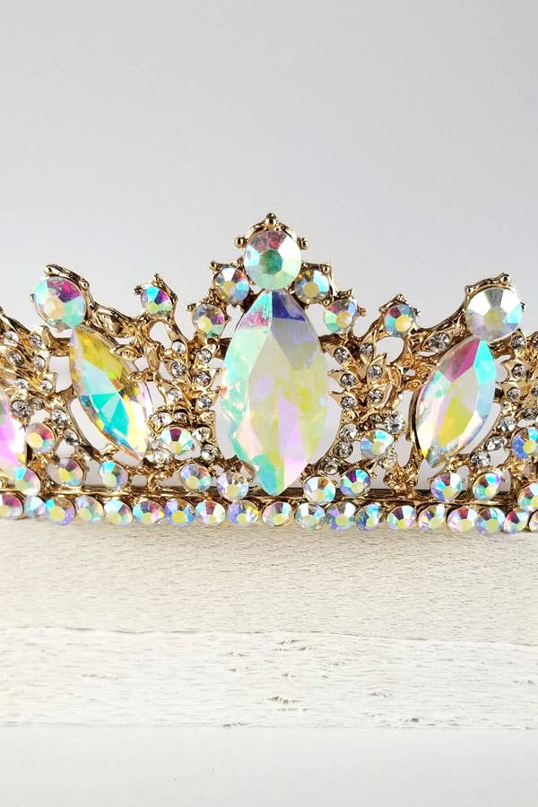 One Size Fits All Metal Tiara With Jewels HT882-