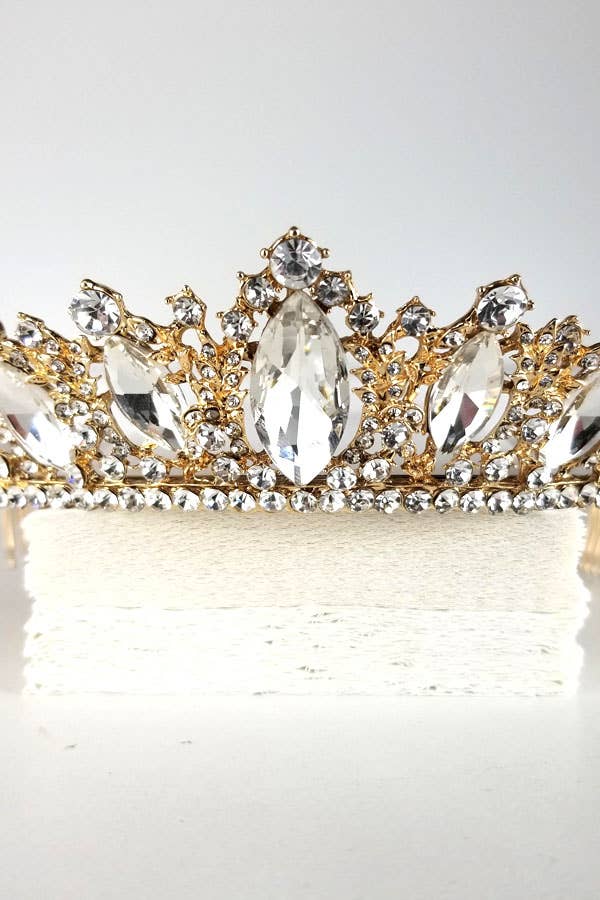 One Size Fits All Metal Tiara With Jewels HT882-