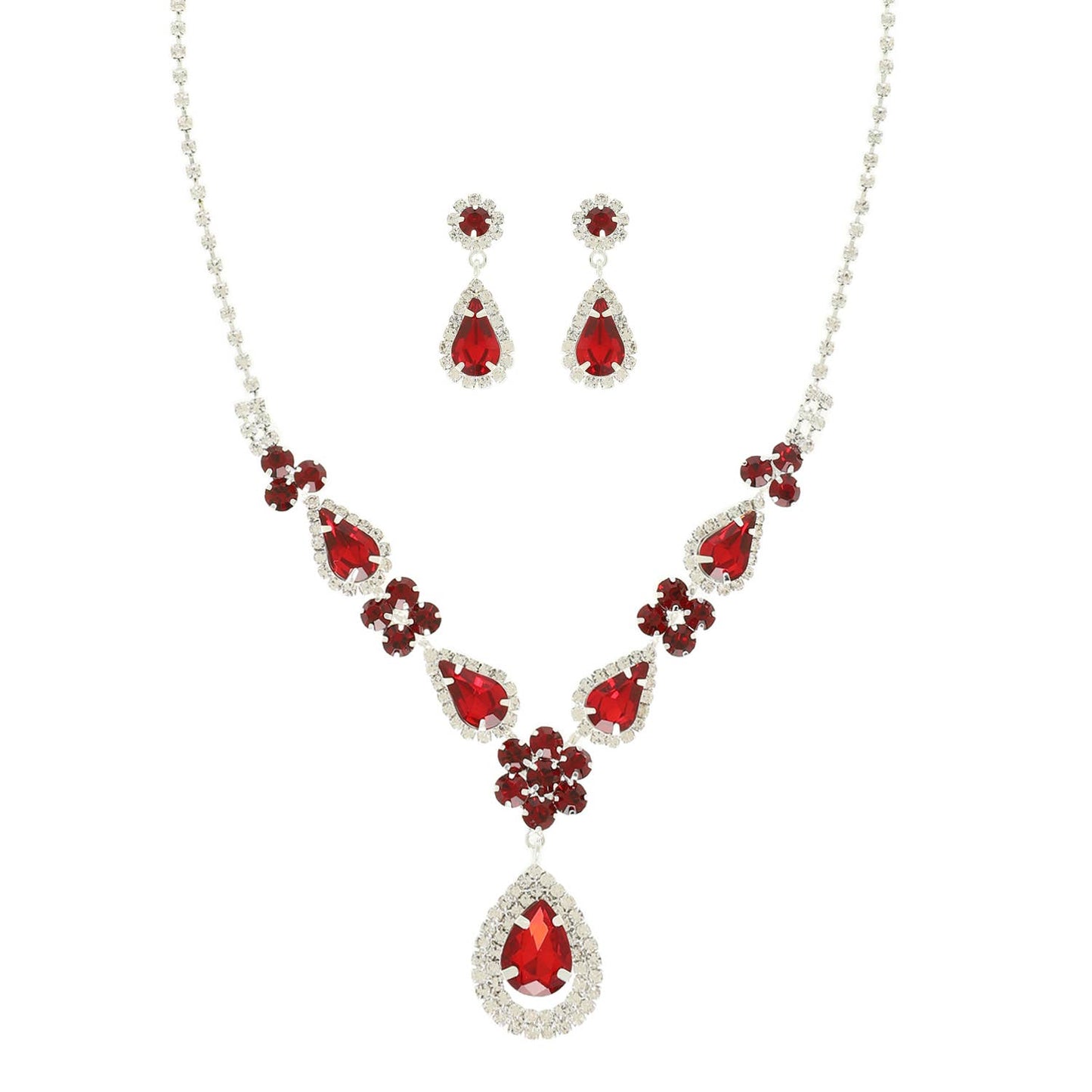 Teardrop Crystal Statement Necklace Set