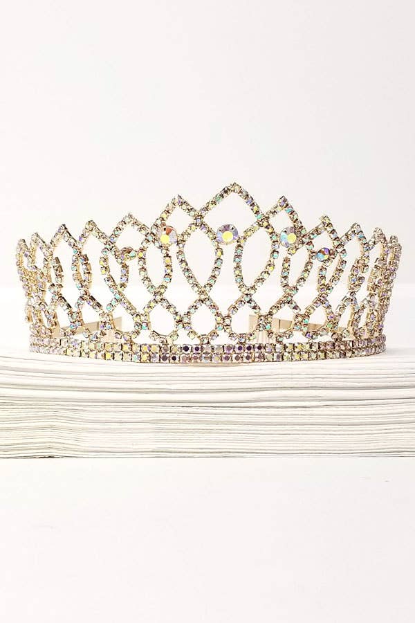 One Size Fits All Metal Tiara With Jewels JT202-
