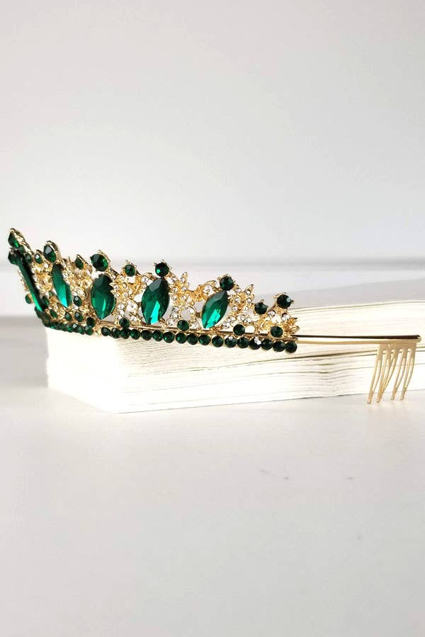 One Size Fits All Metal Tiara With Jewels HT882-