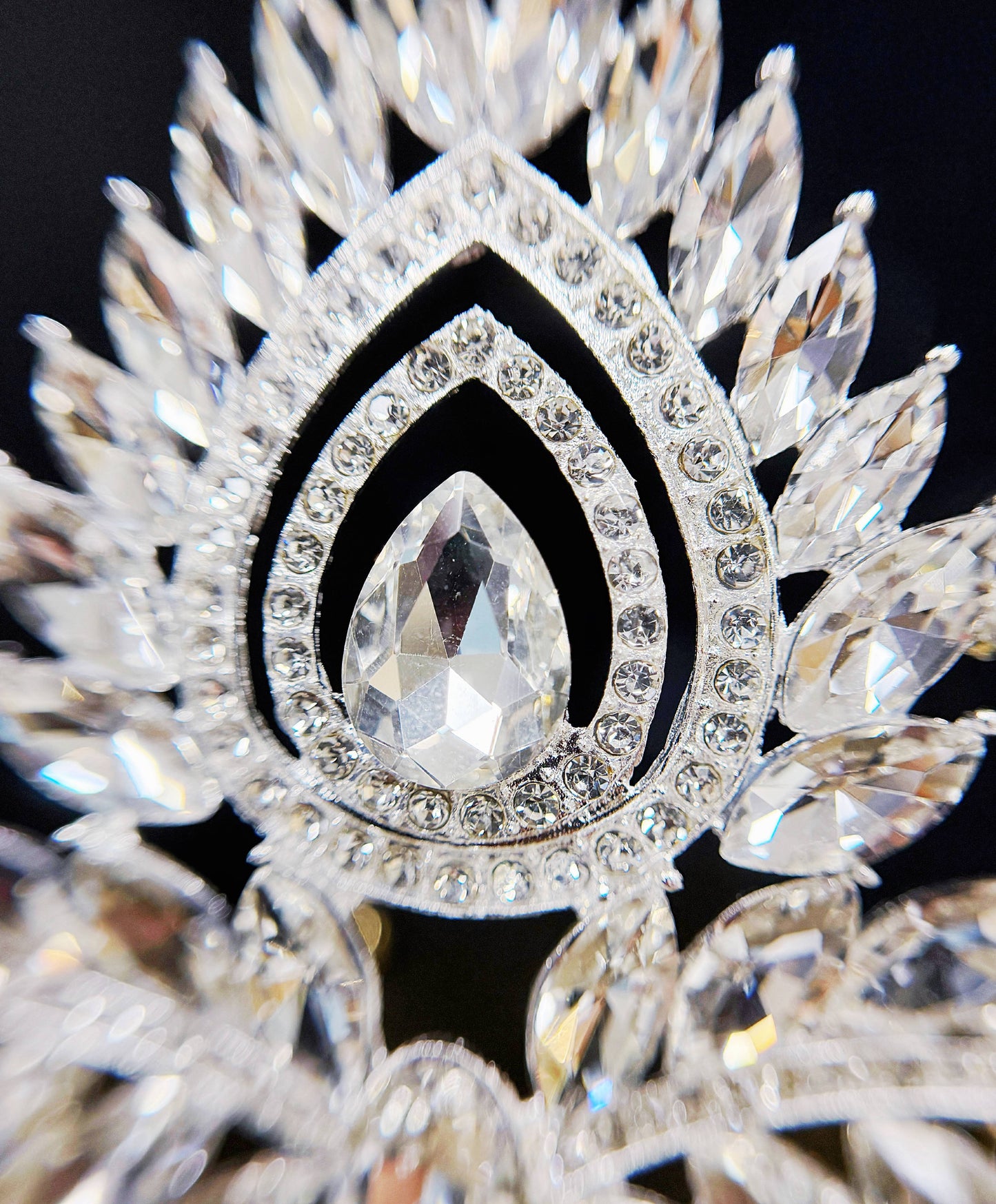 Rhinestone Crown, Vintage Crystal Crown, Large Silver Crown