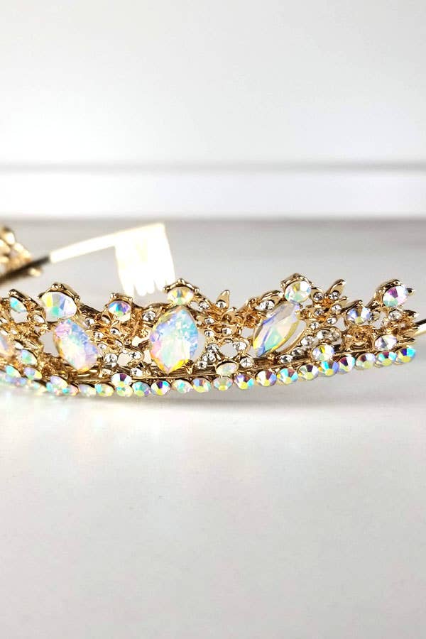 One Size Fits All Metal Tiara With Jewels HT882-