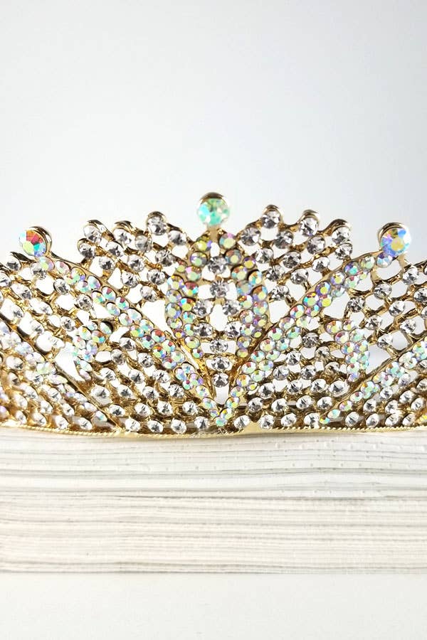 One Size Fits All Metal Tiara With Jewels HT883-