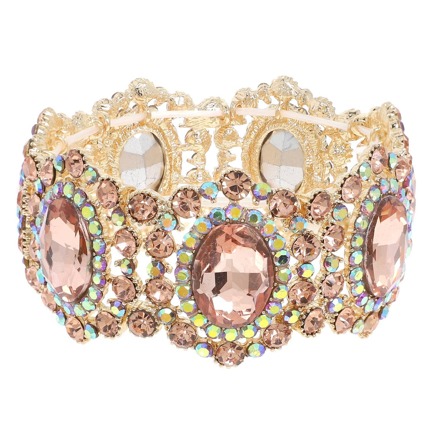 Baroque Crystal Gemstone Cluster Stretch Bracelet