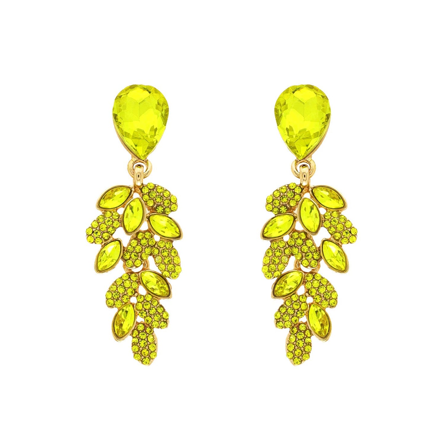 Teardrop Post Multi Rhinestone & Pave Drop Dangle Earrings